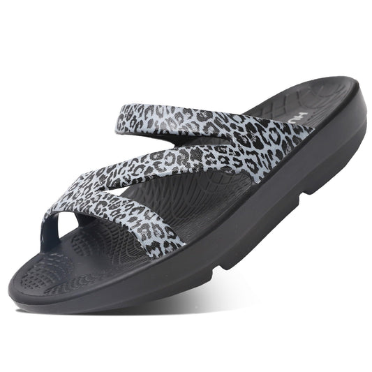 HUHV Z Strap Slip-On White Leopard on-the-go comfort.