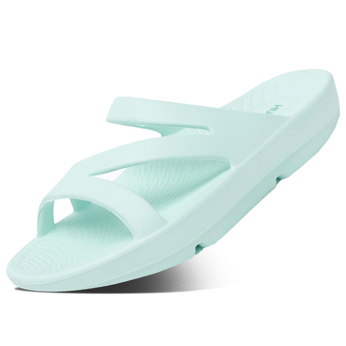 HUHV Z Strap Sea Foam slide top view showing easy slip-on design for daily wear