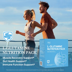 HUJ L-Glutamine Nutrition Pack ingredients label highlighting glutamine and fiber