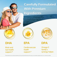 HUJ Omega-3 absorption graphic explains triglyceride form for potential absorption benefits.