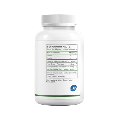HUJ Omega-3 softgels on white background for daily wellness and balanced nutrition.