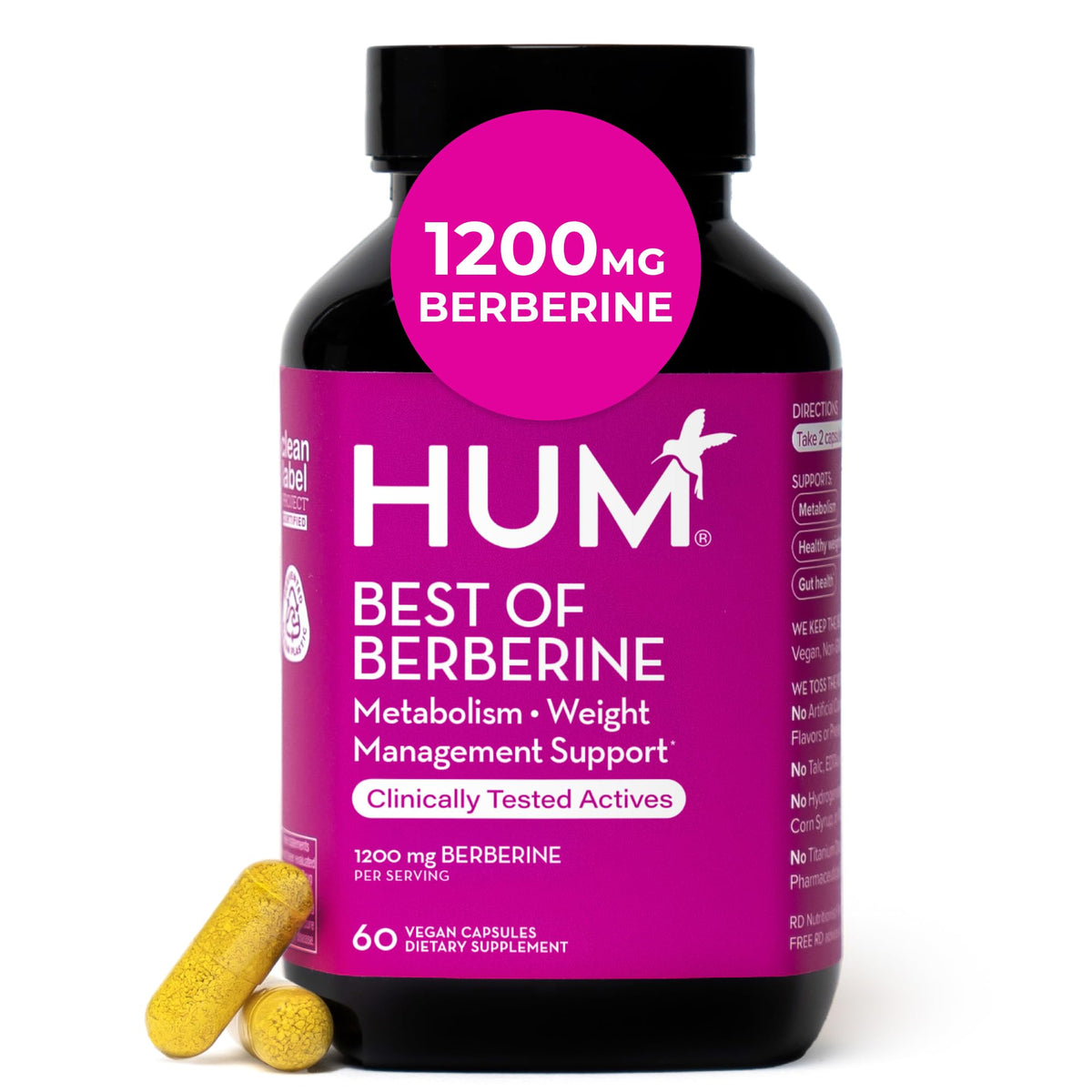 HUM Best of Berberine bottle front view with 60 capsules for daily use.