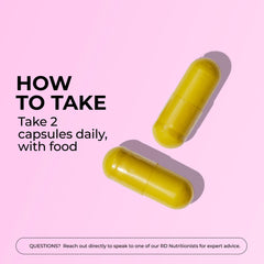 HUM Best of Berberine capsules in hand illustrating two-capsule daily dose.