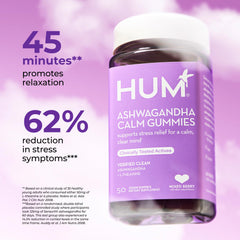 HUM Calm label close-up highlighting clean label and no artificial additives.