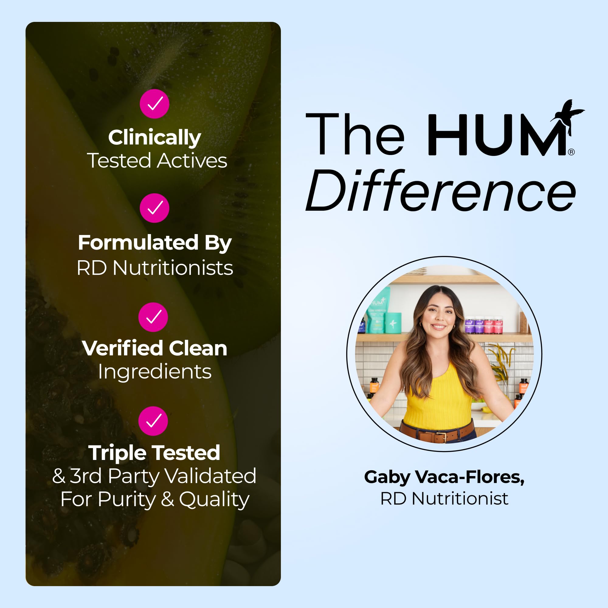 Capsules in hand from HUM Collagen Love Skin for daily use