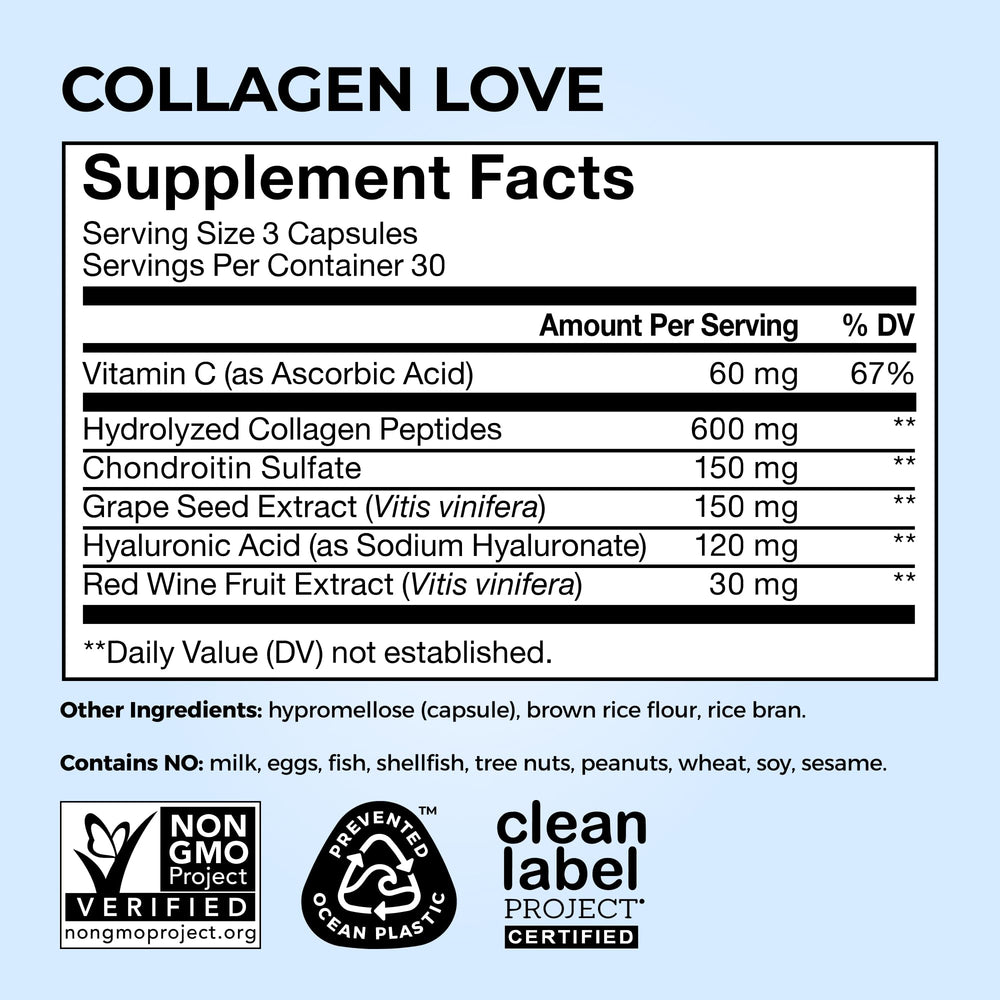 Packaging view of HUM Collagen Love Skin with 90 capsules
