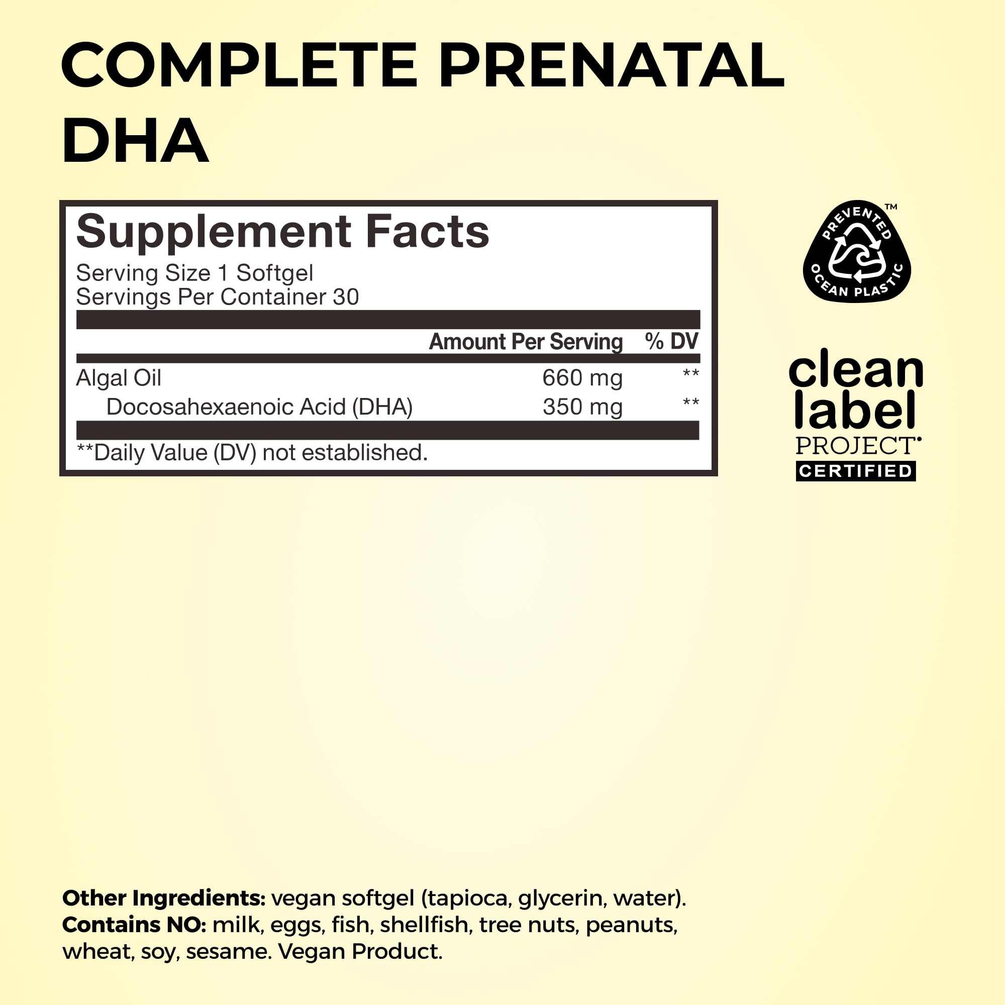 HUM Complete Prenatal nutrients chart for easy reference.