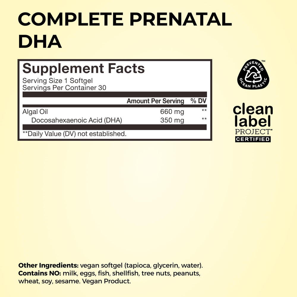HUM Complete Prenatal nutrients chart for easy reference.