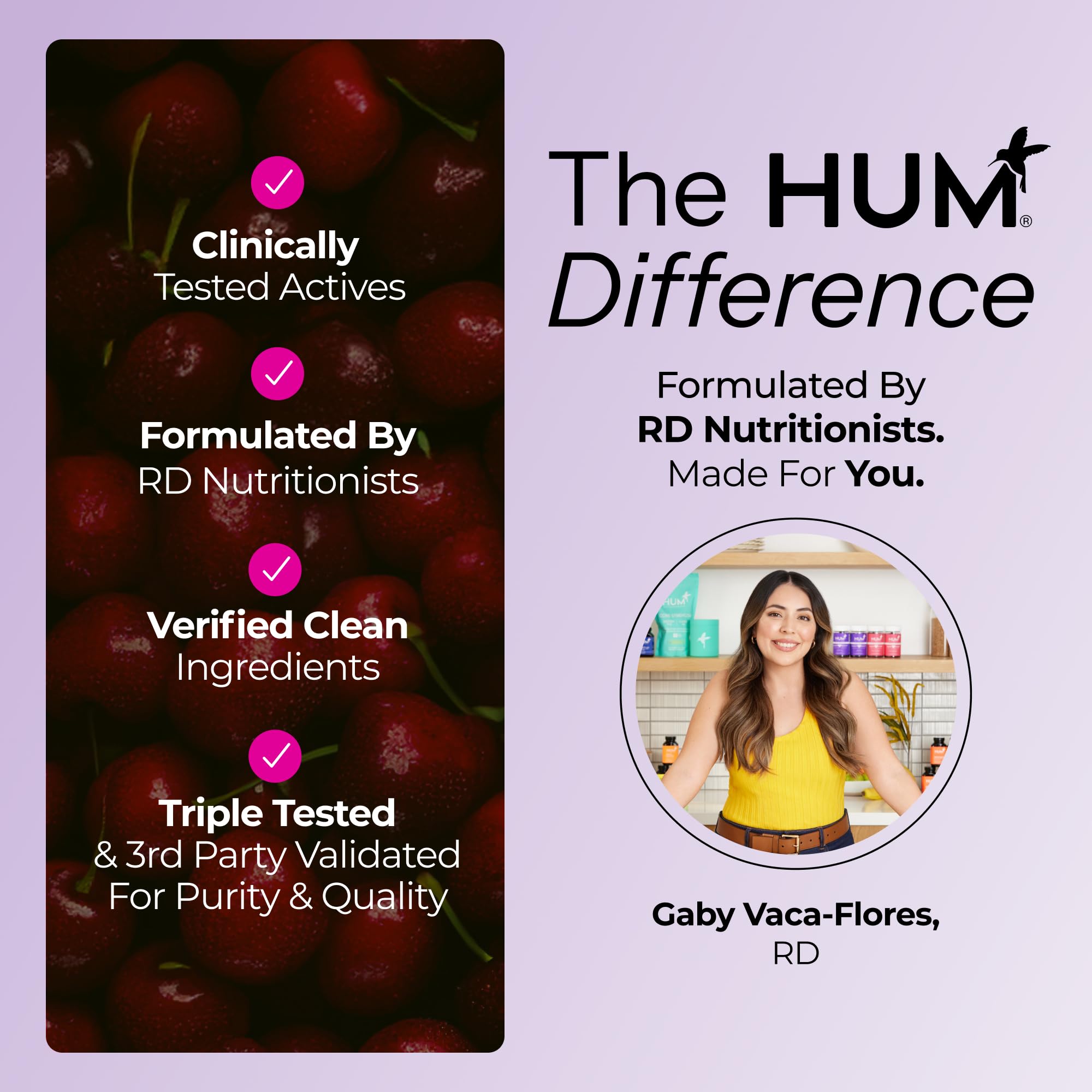 Hum Dream Team packaging communicates clean label and GMP quality.