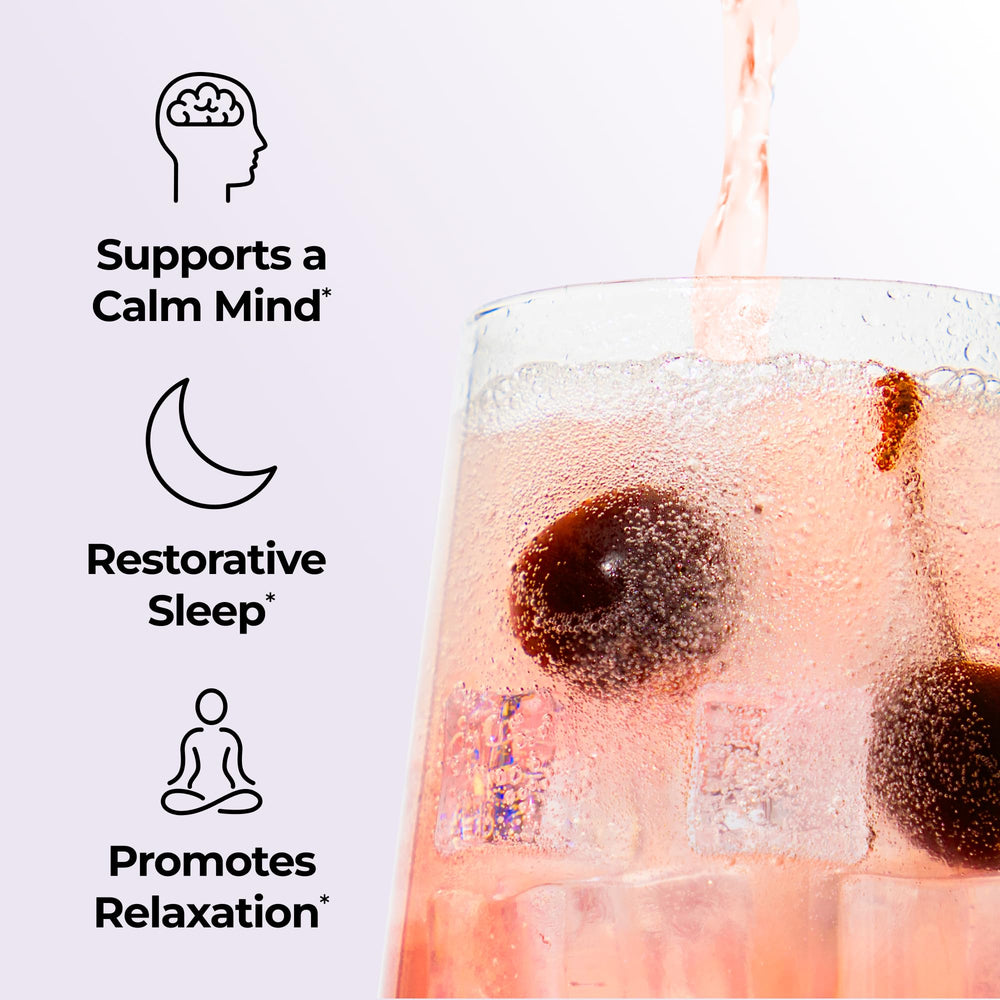 Hum Dream Team tart cherry night routine image inspires relaxation.