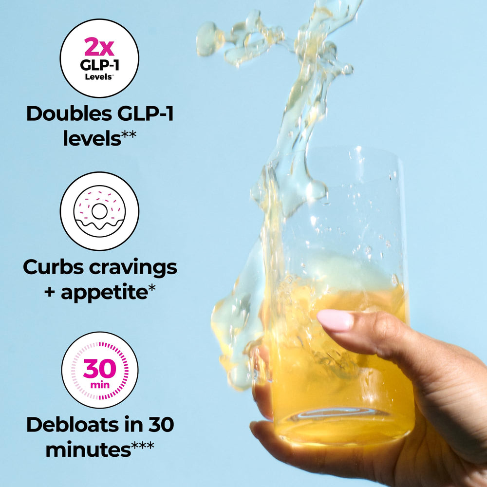 HUM Flatter Me Fiber GLP-1 Booster bottle back, reveals ingredients and usage guidance.