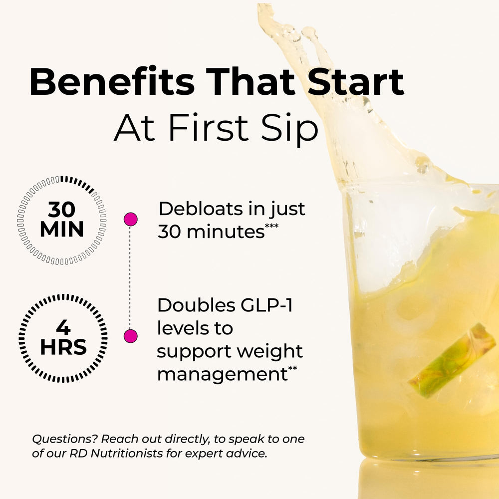 HUM Flatter Me Fiber GLP-1 Booster bottle with digestive health visuals.