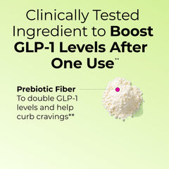 HUM Flatter Me Fiber GLP-1 Booster close-up ingredients label for transparency.