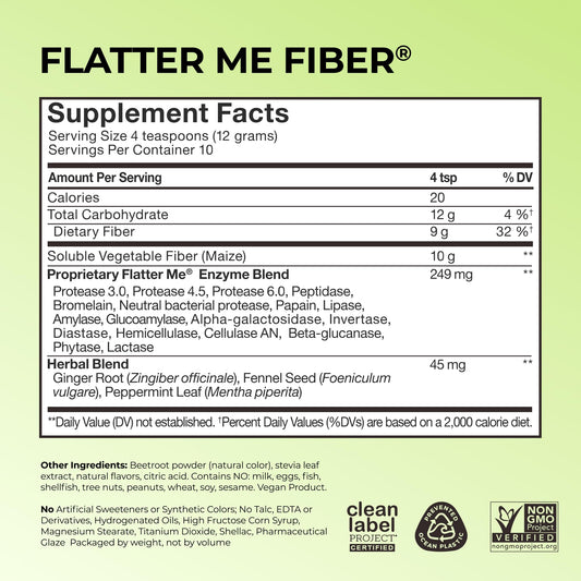 Hum Flatter Me fiber powder scoop illustrating easy daily measurement for portions