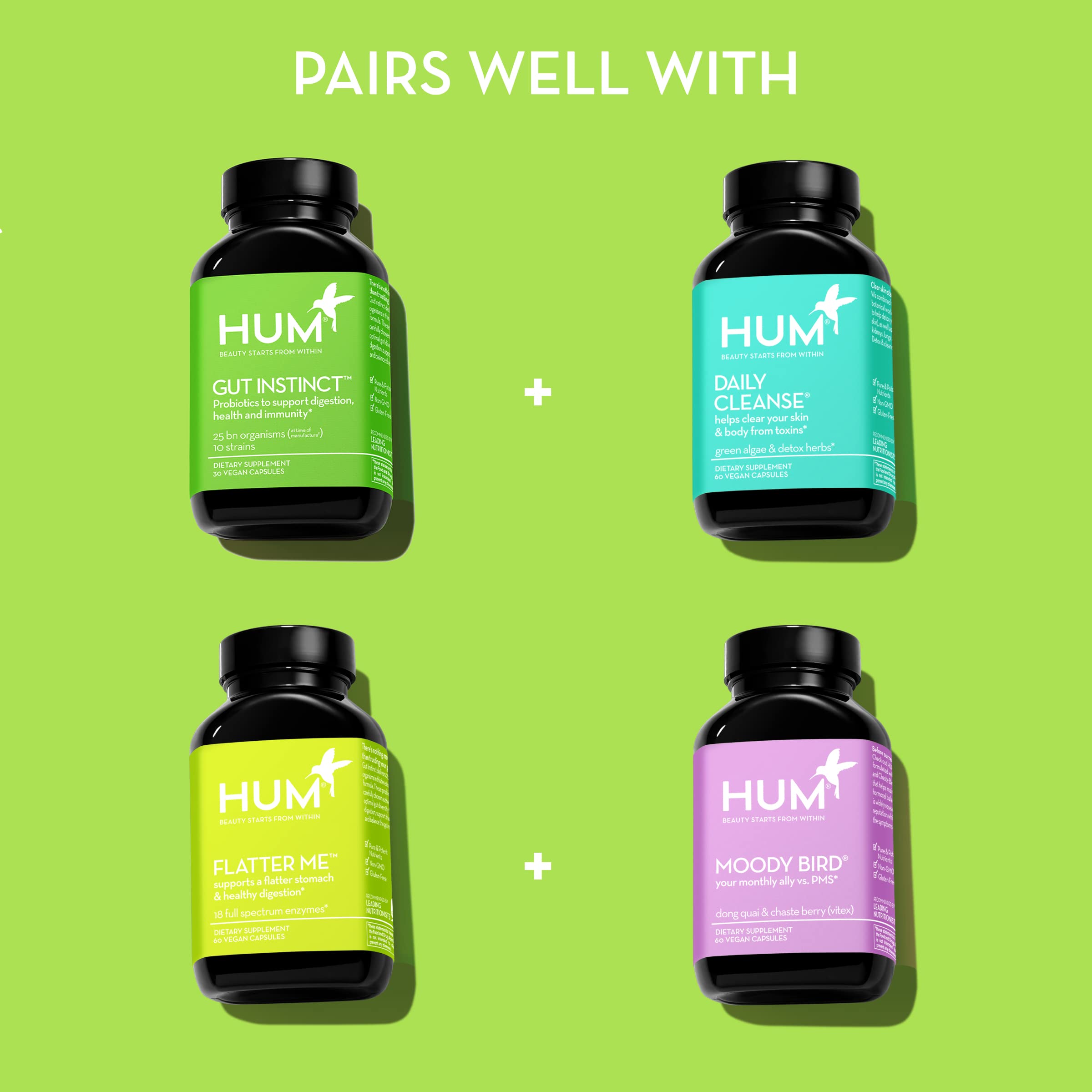 HUM Gut Instinct on kitchen counter for everyday digestion support.