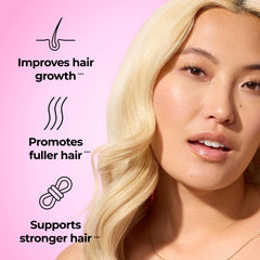 HUM Hair Strong capsules close-up highlights biotin and zinc for hair support.