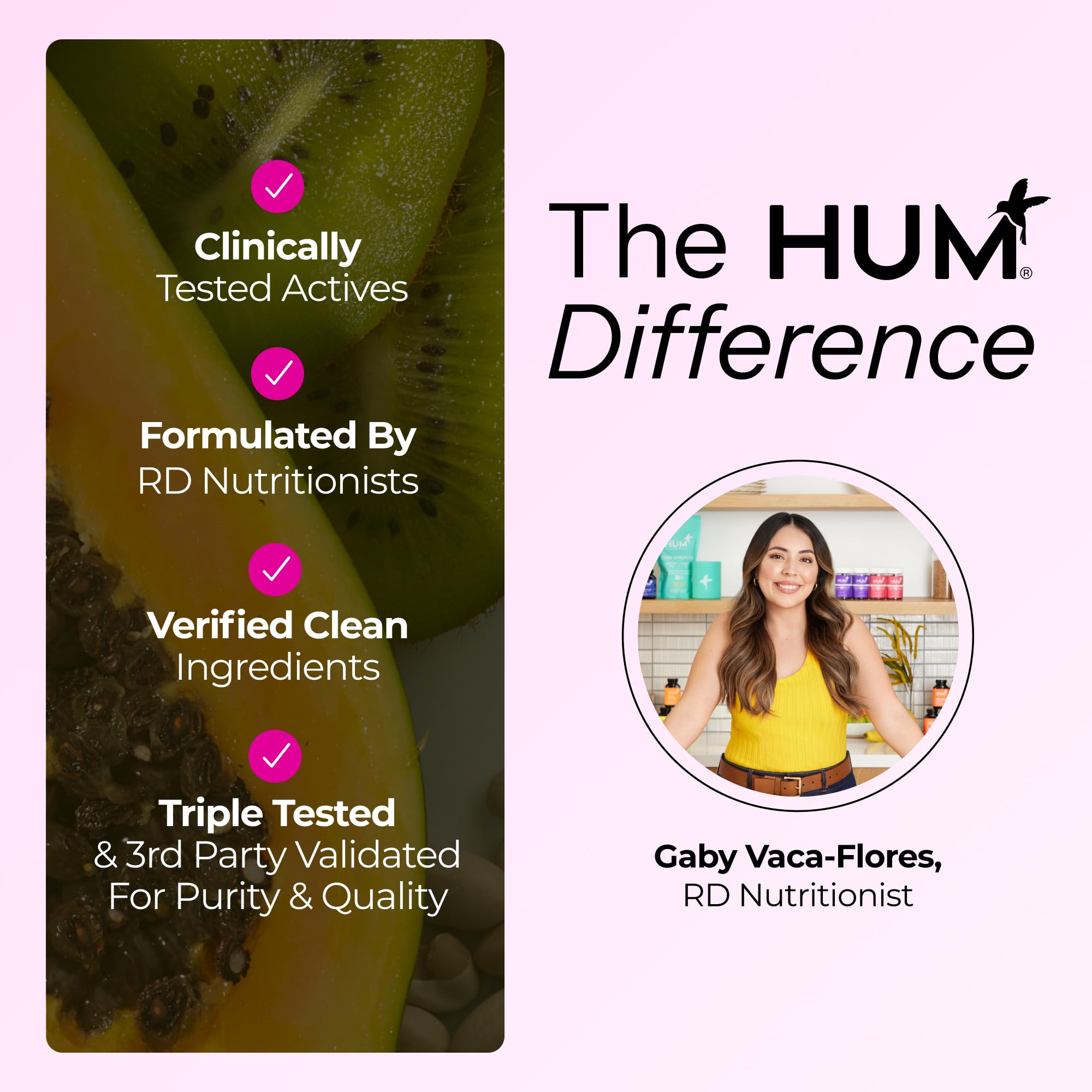 HUM Hair Strong on-the-go bottle arranged for convenient daily routine.