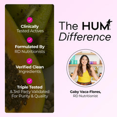 HUM Hair Strong on-the-go bottle arranged for convenient daily routine.