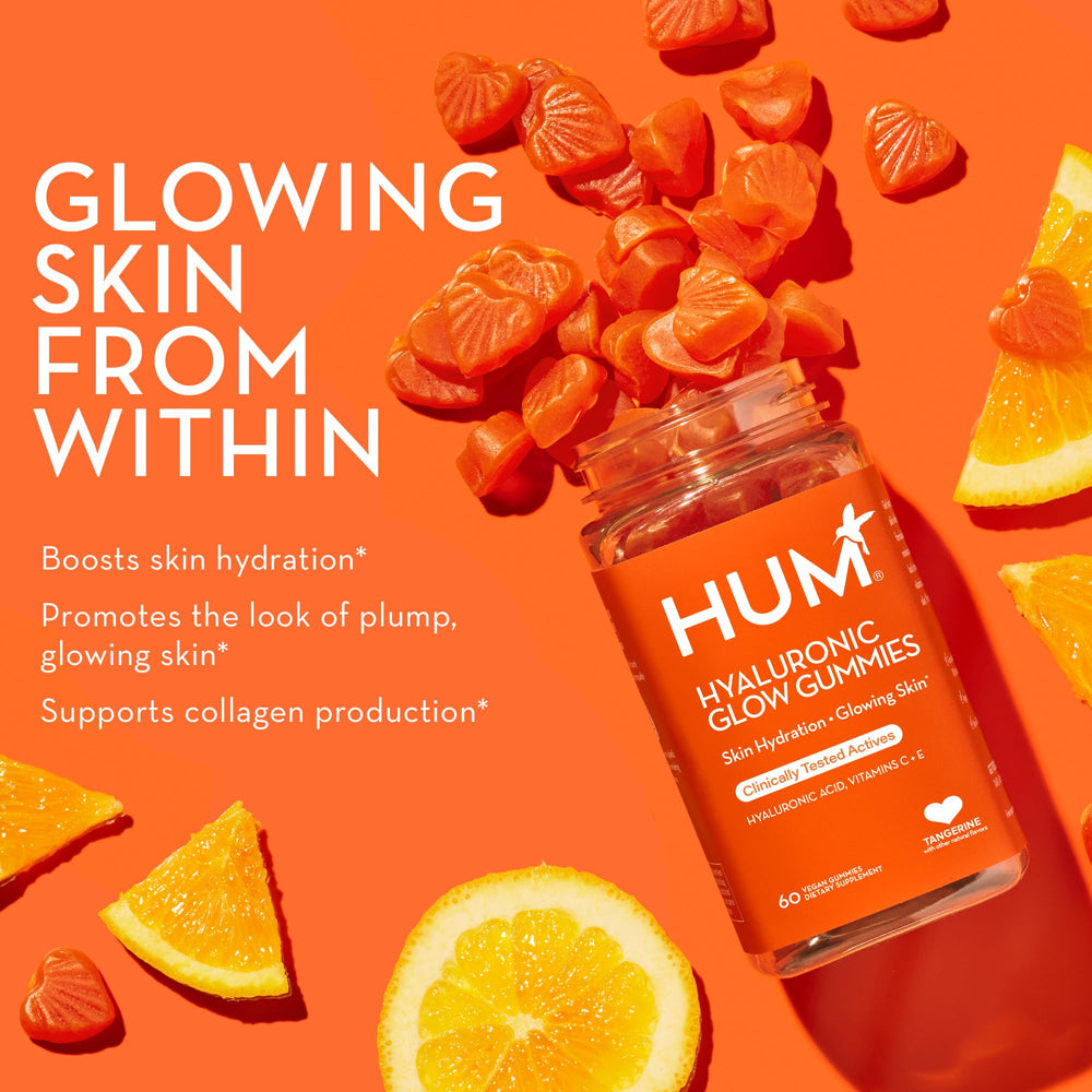 HUM Hyaluronic Glow vitamin E visual emphasizing antioxidant support