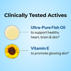 HUM OMG! Omega The Great with vitamin E capsule closeup supports skin tone care