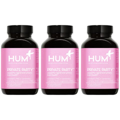 HUM Private Party bottle front promoting vaginal health and pH balance.
