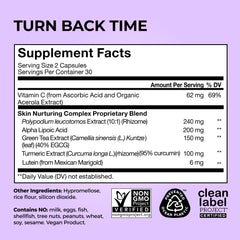 HUM Turn Back Time capsule close-up; vegan capsules for convenient use.