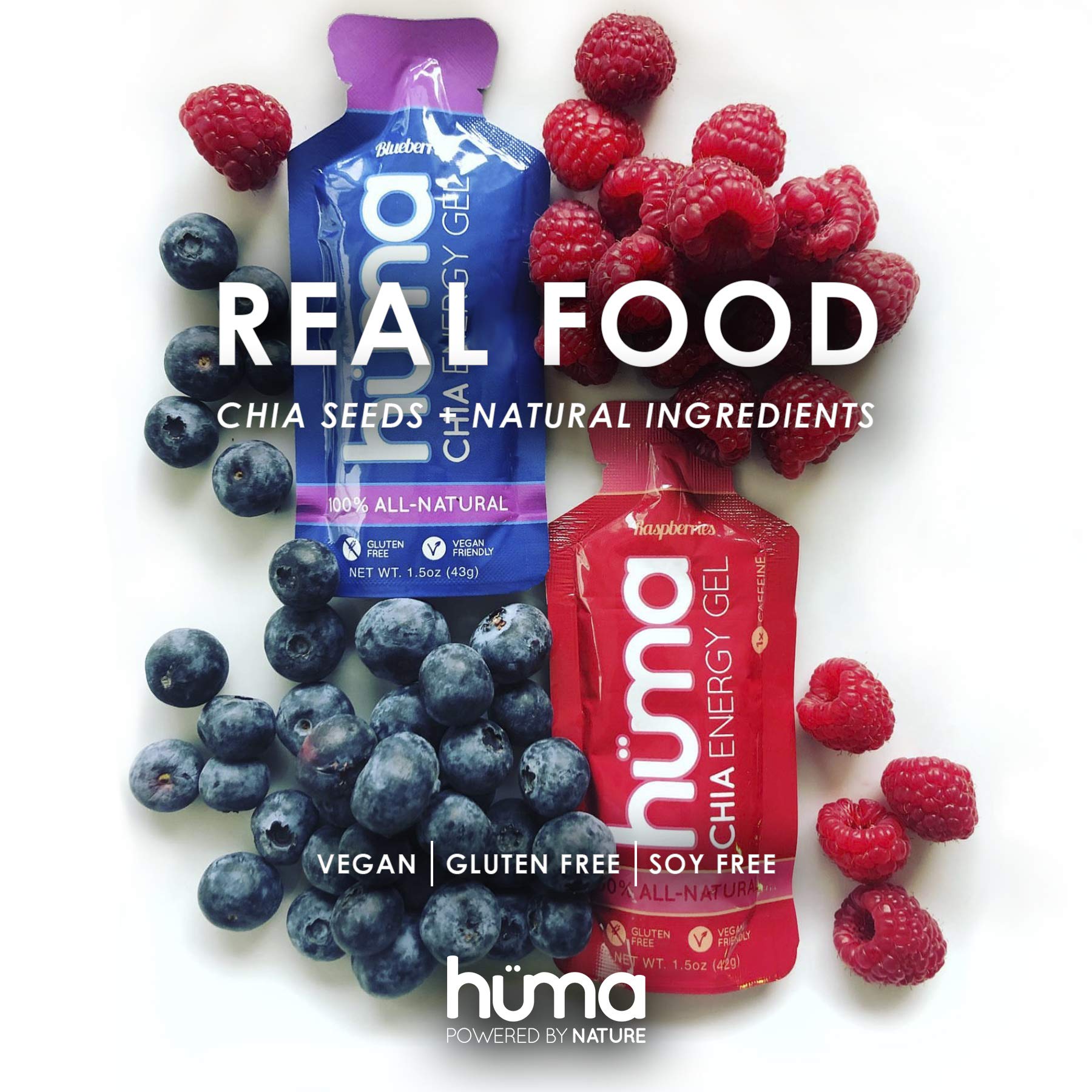 HÜMA Chia Energy Gel apple cinnamon flavor emphasizes stomach-friendly fuel.