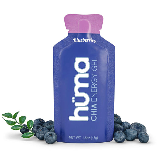 HÜMA CHIA ENERGY GEL blueberries flavor image for steady endurance fueling.