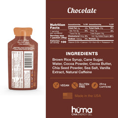 HÜMA Chia Energy Gel chocolate gel texture close-up showing smooth consistency.