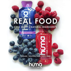 HÜMA Chia Energy Gel Lemonade held in hand during training.