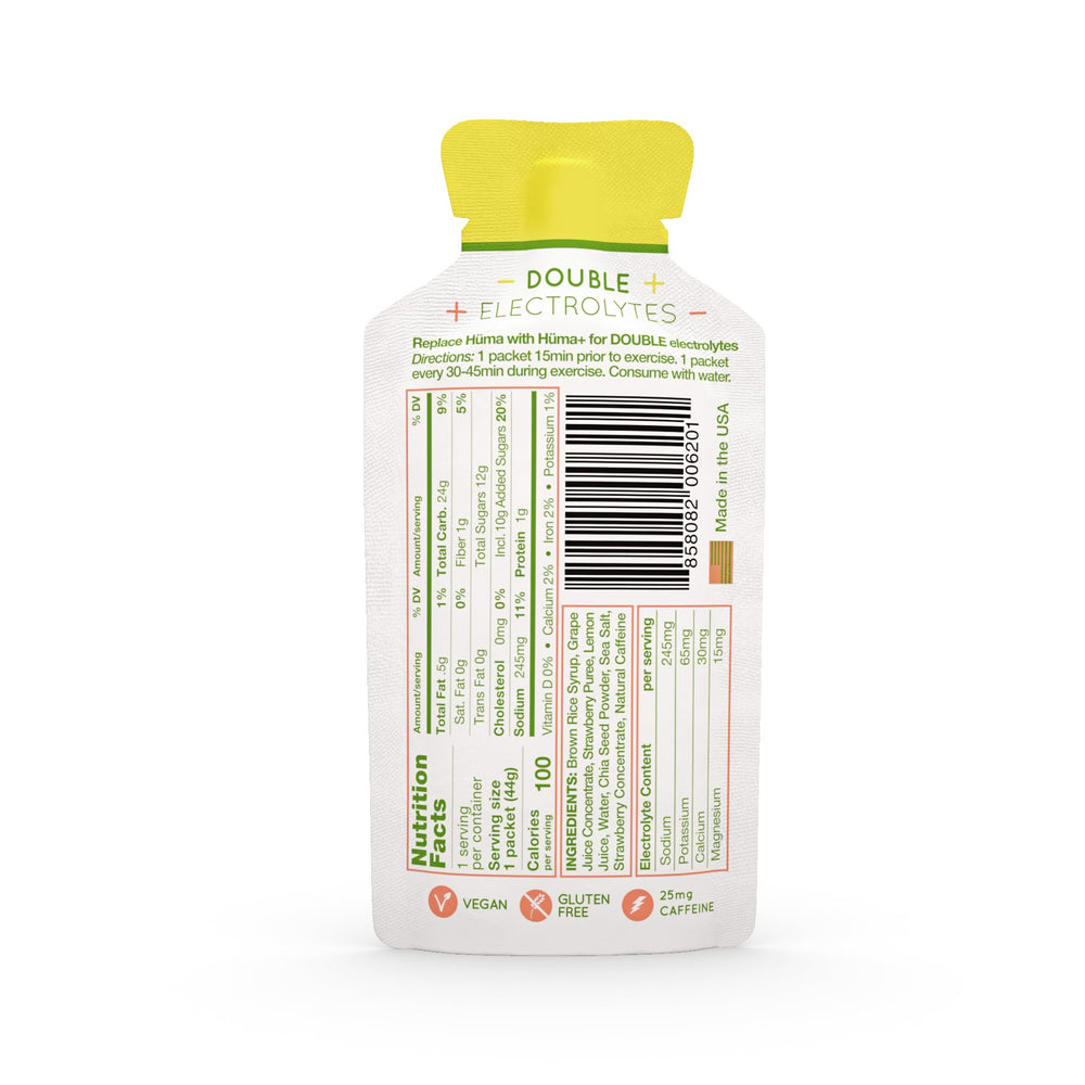 Huma Plus gel with double electrolytes ready to energize workouts
