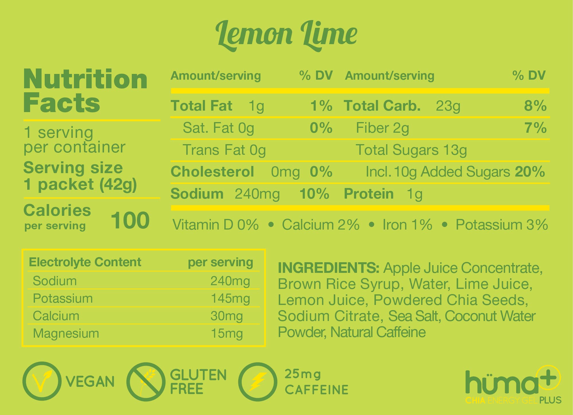 Huma Plus natural fruit purées and chia seeds provide real-food energy.
