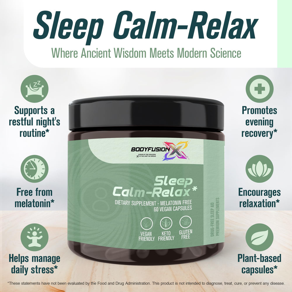 BodyFusionX capsules with L-Theanine for calm before sleep.