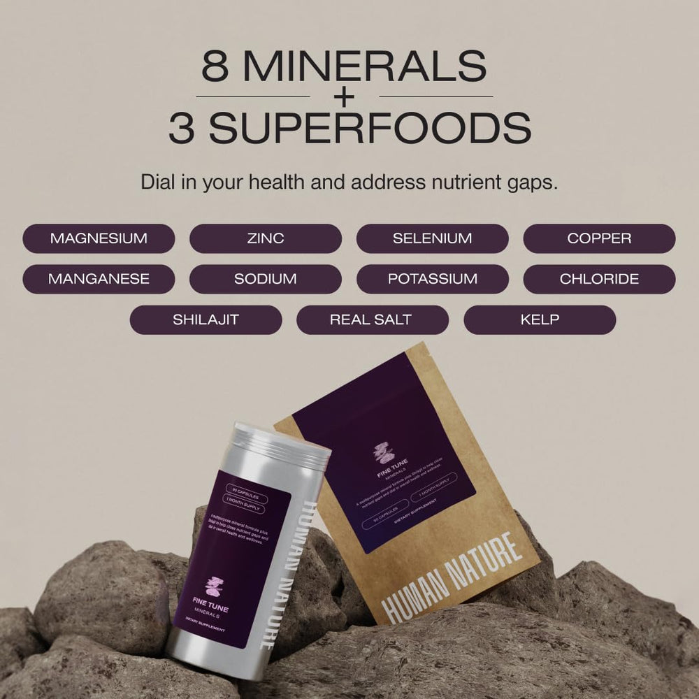 Human Nature Fine Tune kelp and Real Salt visualization for mineral support.