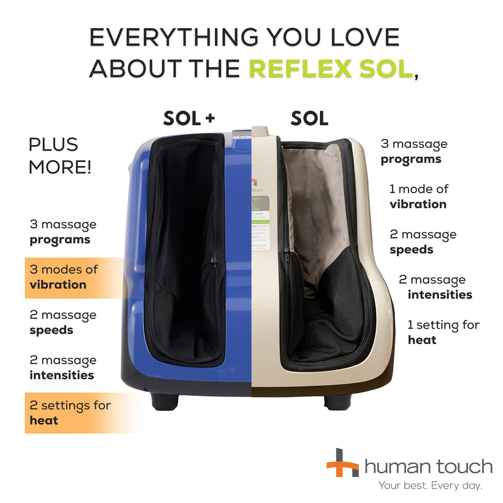 Human Touch Reflex SOL Plus warm air technology delivers soothing heat.