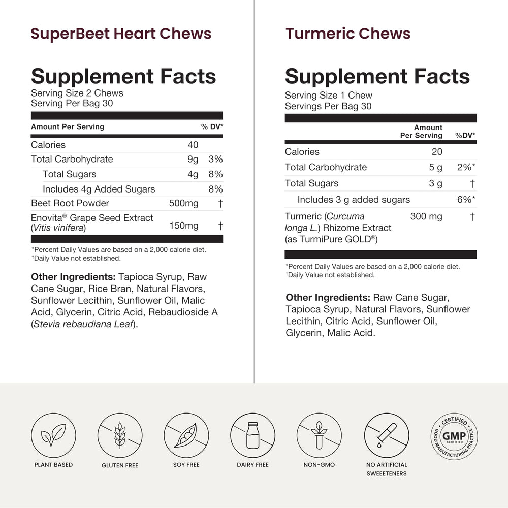 Humann Heart and Turmeric Chews bundle displayed together for daily use.