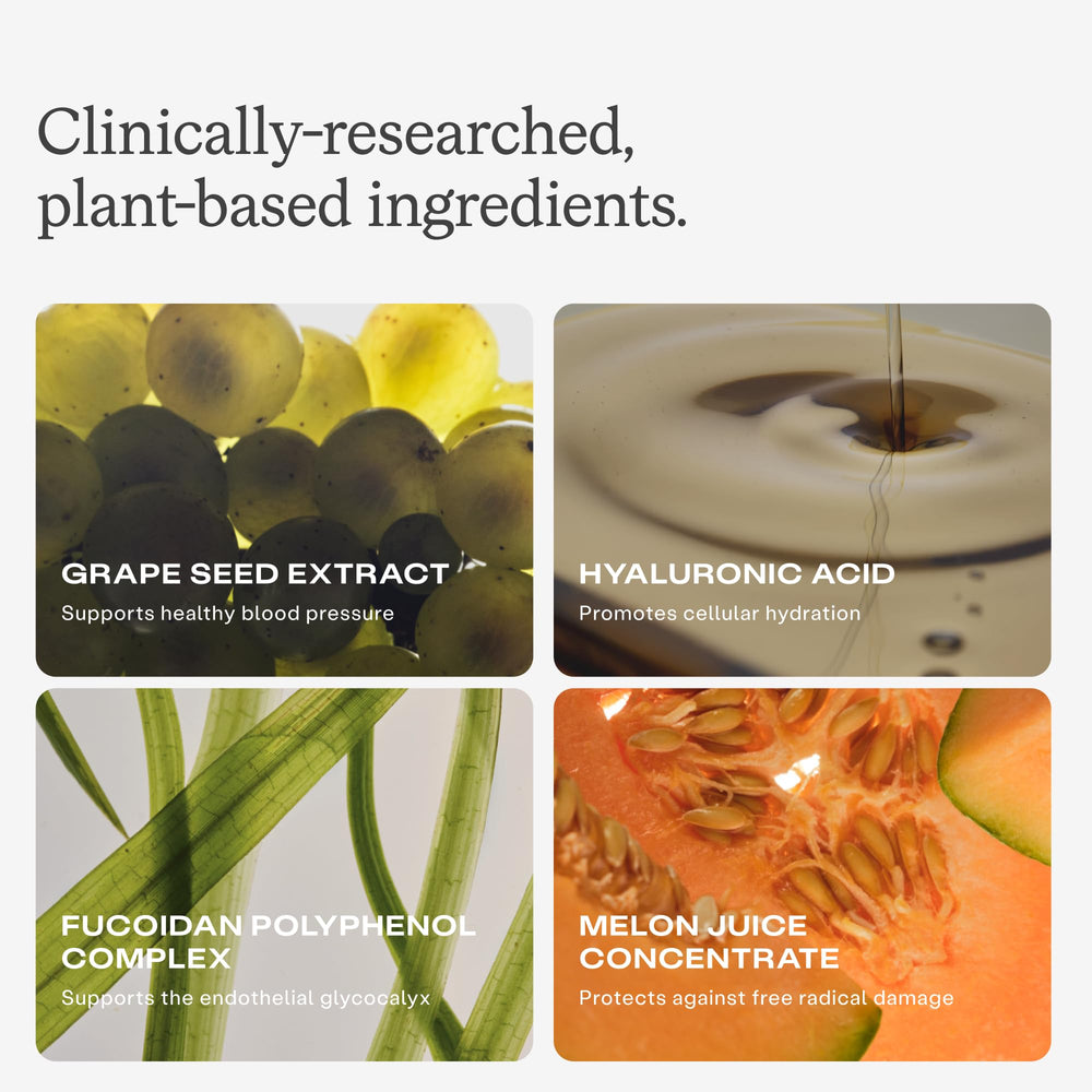 Graphic of Humann Cardiovascular Health Daily ingredients highlighting polyphenols and antioxidants.