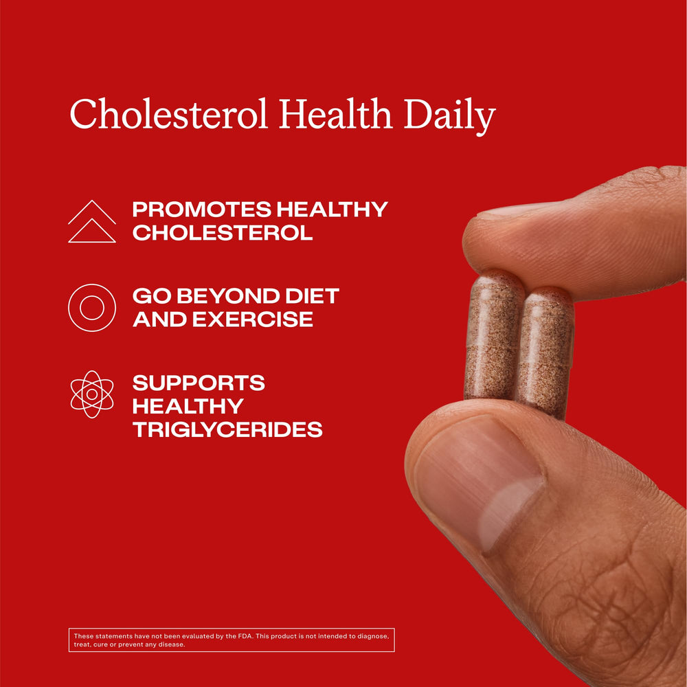 Humann Cholesterol Health Daily bergamot extract highlights Calabria origin and lipid metabolism support.
