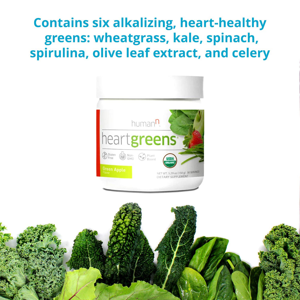Humann HeartGreens serving glass ready to pour a prepared shake.