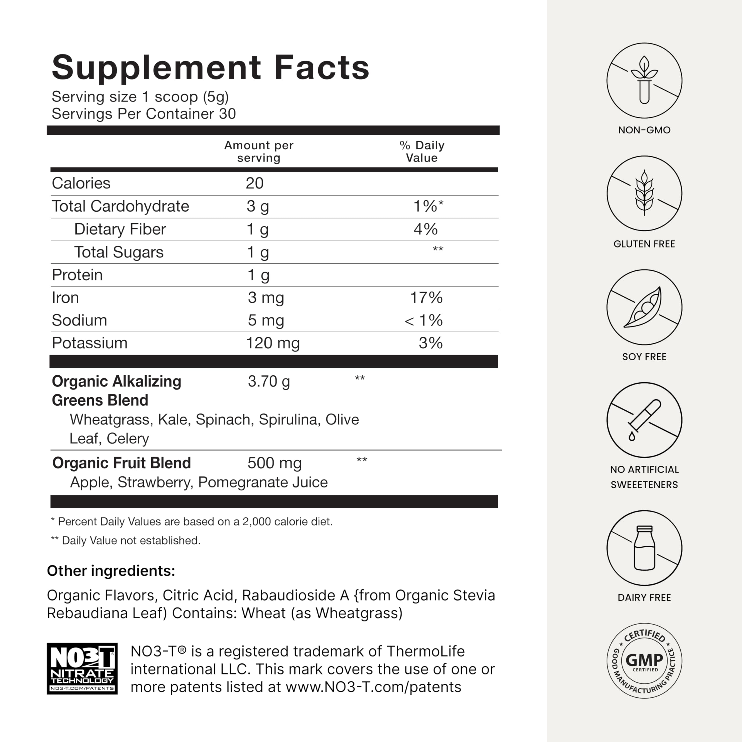 Humann HeartGreens spirulina powder emphasizes antioxidant-rich greens.