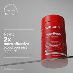 Humann SuperBeets beetroot powder close-up with rich color.