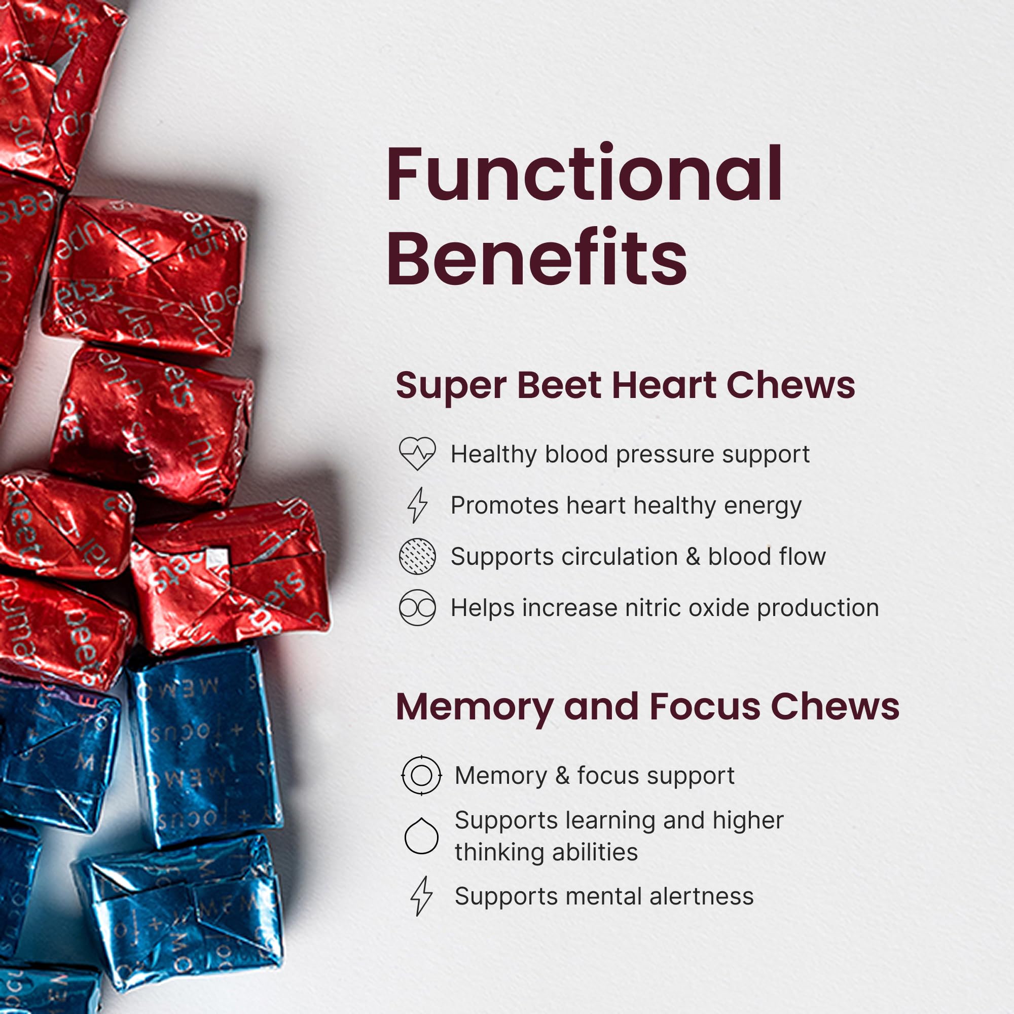 Humann SuperBeets Heart Chews packaging for portable nitric oxide support.