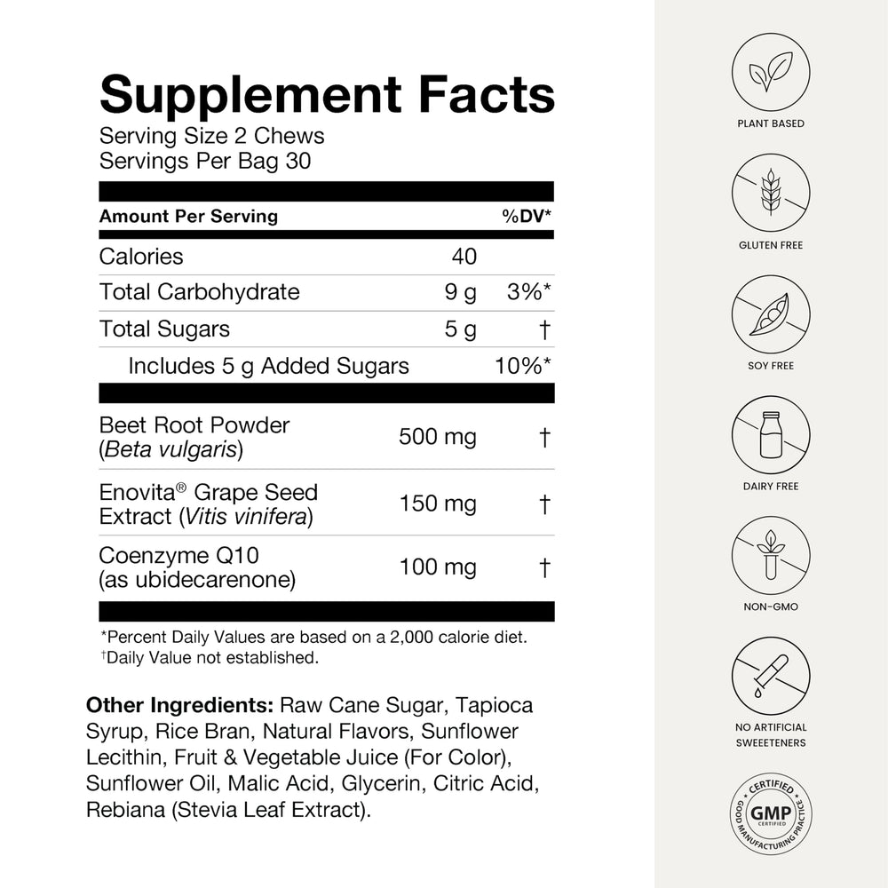 Humann SuperBeets Heart Chews portable pouch ready for on-the-go use