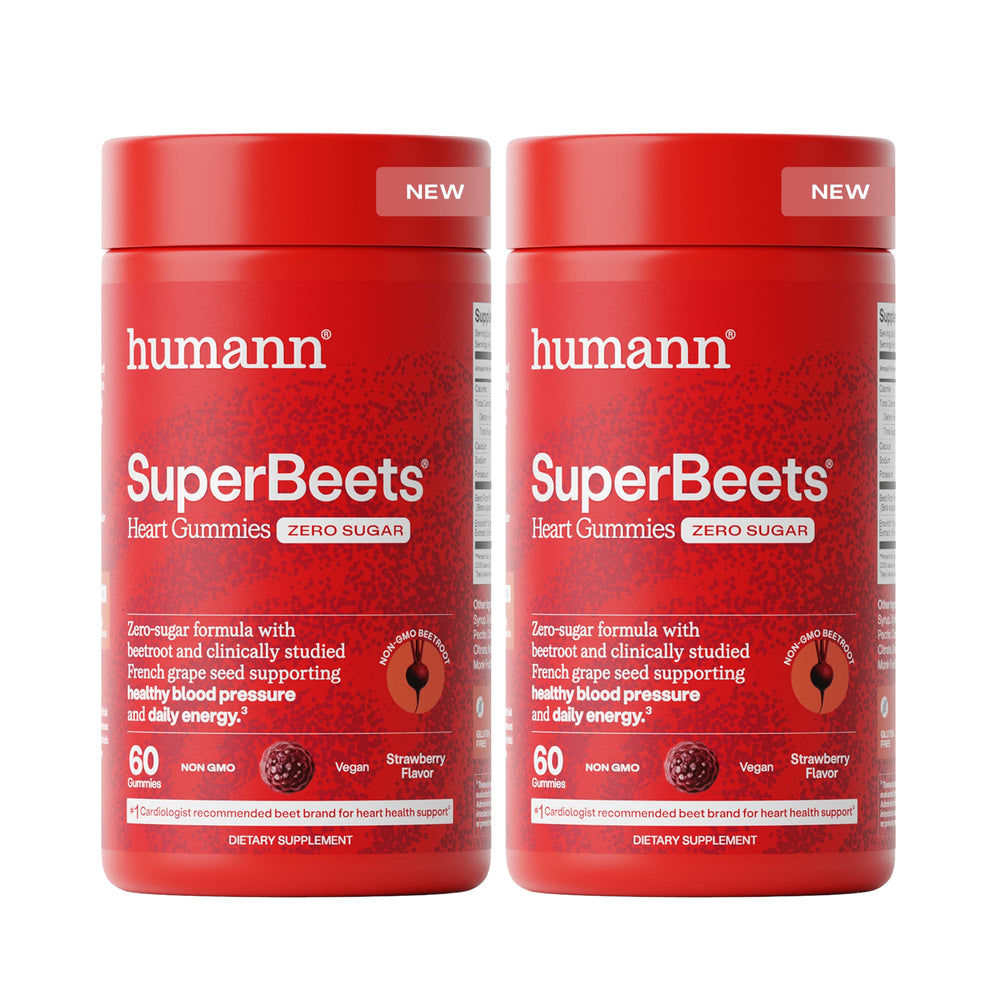 Humann SuperBeets Heart Gummies bottle front showing product branding and label