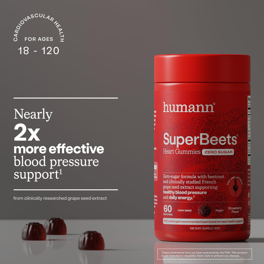 Strawberry-flavored gummies emphasize sugar-free, plant-based formula