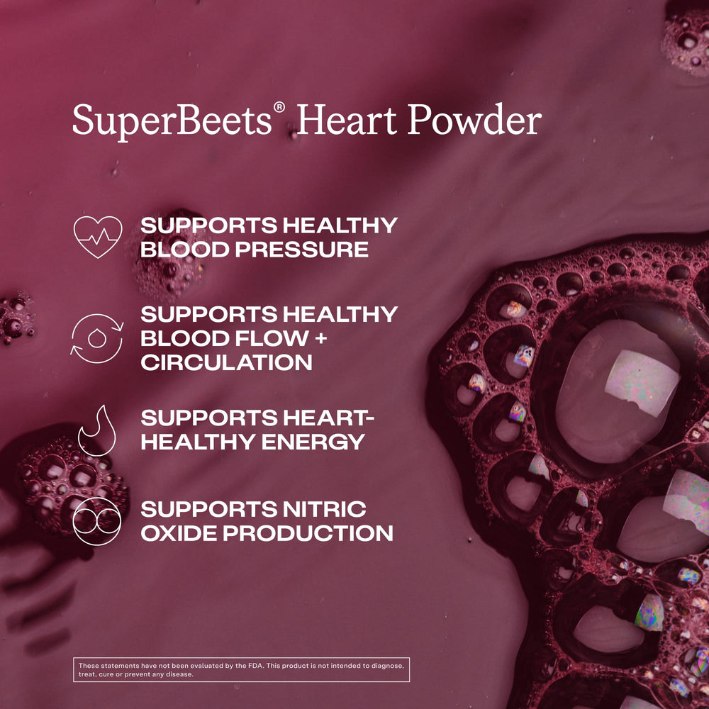 Humann SuperBeets powder texture close-up indicating nitric oxide potential.