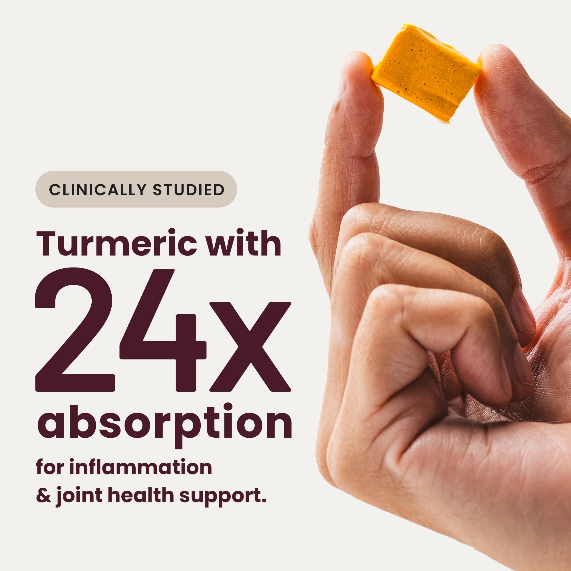 Humann Turmeric Chews texture close-up showing TurmiPure Gold.
