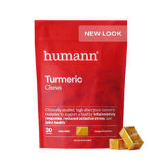 Humann Turmeric Chews orange bottle front for easy daily antioxidant support