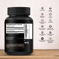 Close-up of HumanX Fisetin 500mg capsules highlights a potent polyphenol formulation for cellular vitality.