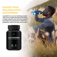 HUMANX Lactoferrin 500mg bottle in a USA facility context image